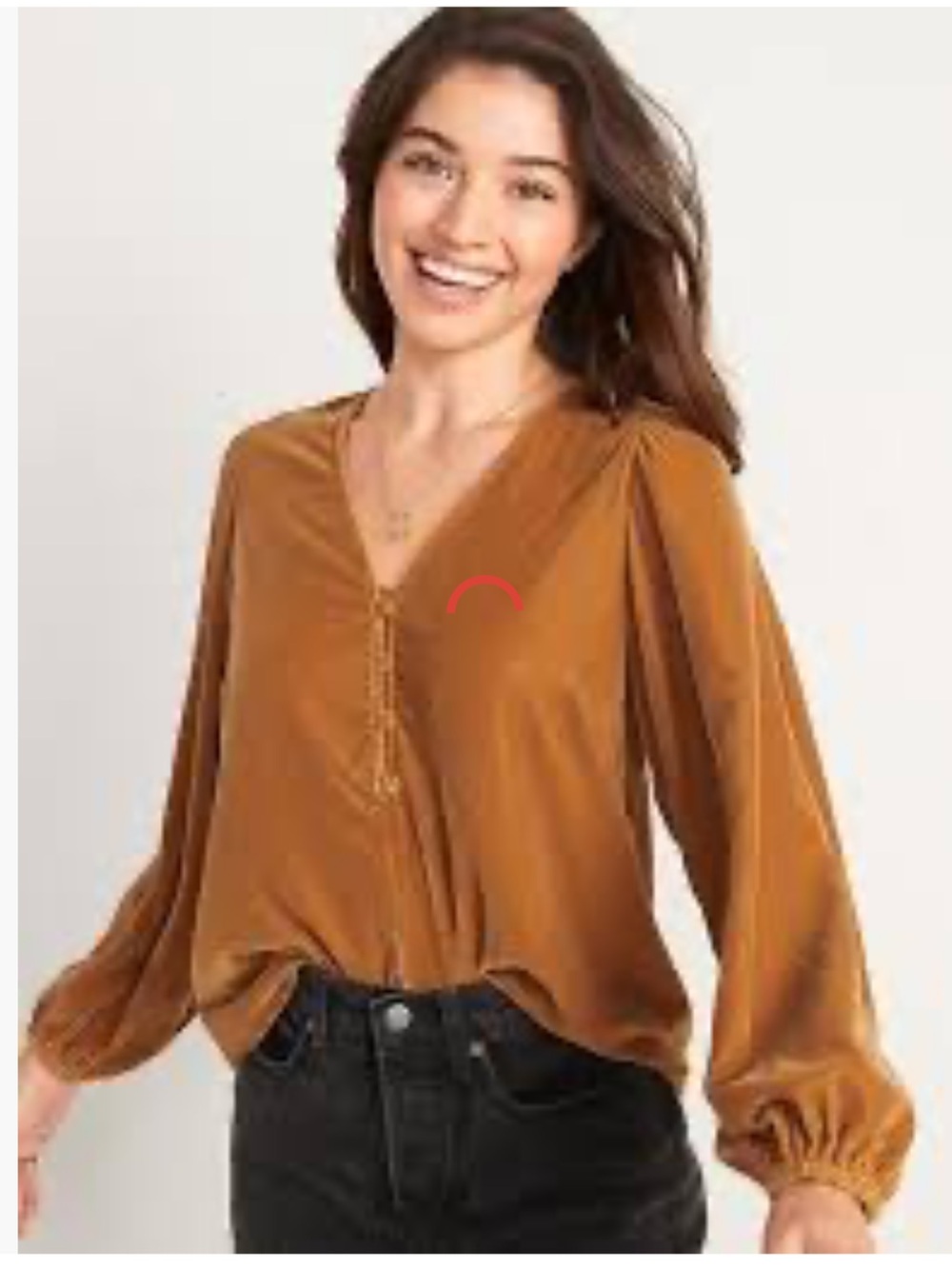 Old Navy Women's Rust Velvet V-Neck Button Blouse Sz XS.  NWT Fall/ holiday